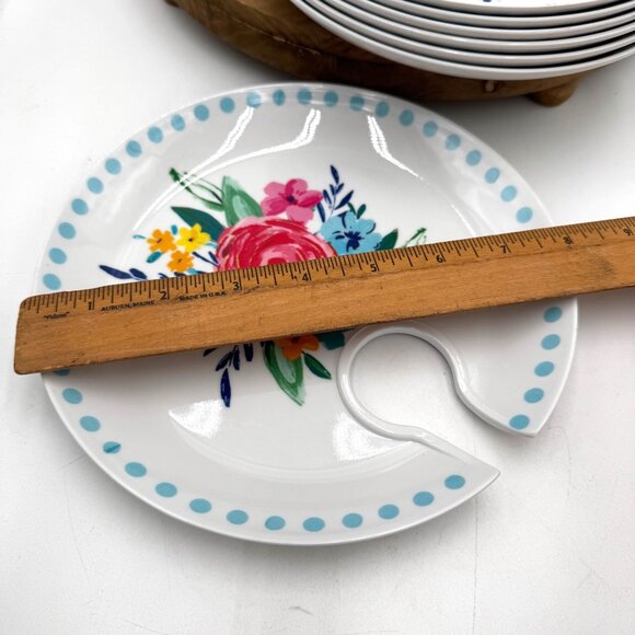 Set Of 8 The Pioneer Woman Mingling Board Appetizer Plates-Holds Wine Glass flor - Picture 5 of 5